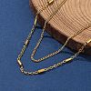 304 Stainless Steel Cable Chain Double Layered Necklaces for Women NJEW-U050-02E-G-2