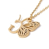 Initial Letter with Butterfly Pendant Necklace NJEW-C026-01G-G-3