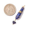 6Pcs 6 Styles Natural Carnelian & Green Aventurine & Rose Quartz & Quartz Crystal & Lapis Lazuli & Amethyst Copper Wire Wrapped Faceted Bullet Heart Pendants PALLOY-JF03482-01-2
