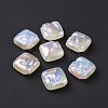 Rainbow Iridescent Plating Acrylic Beads OACR-A010-06F-4