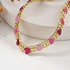 Heart Brass Enamel Link Chain Bracelets for Women BJEW-B125-04G-2