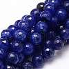 Dyed Natural Agate Faceted Round Beads Strands G-E320E-8mm-08-1