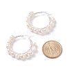 Natural Pearl Wire Wrapped Beaded Hoop Earrings for Women EJEW-JE04758-02-3