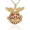 Golden Tone Brass Hollow Round Cage Pendants KK-J234-09G-1