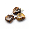Heart Natural Tiger Eye Pendants X-G-Q371-06-2