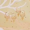 Cactus Brass Dangle Huggie Hoop Earrings EJEW-SW00001-05-3