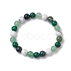 8.5mm Round Natural Moss Agate & Howlite & Natural Green Aventurine & Synthetic Malachite Bead Stretch Bracelets for Women BJEW-JB10944-04-1