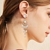 Shell Pearl Beaded Tassel Chandelier Earrings EJEW-TA00218-3