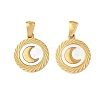 304 Stainless Steel Pave Natural White Shell Flat Round Pendant Necklaces STAS-R168-23G-02-1