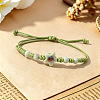Adjustable Handmade Porcelain Star Polyester Cord Braided Bead Bracelets WG98E8A-01-1