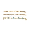 304 Stainless Steel Cable Chains & Evil Eye Lampwork Link Chains Bracelets for Women BJEW-JB12449-02-2
