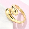 Brass Teardrop Open Cuff Ring for Women RJEW-M148-03G-3