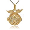 Golden Tone Brass Hollow Round Cage Pendants KK-J230-09G-1