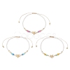 3Pcs Starfish Natural Agate & Amazonite & Shell Pearl Beads Braided Bead Bracelets for Women BJEW-JB12765-2