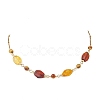 Natural Amber Nuggets Beaded Necklaces with 304 Stainless Steel Satellite Chain Necklaces NJEW-JN05978-2
