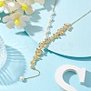 Brass Flower Lariat Necklace NJEW-JN04621-2