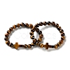 Natural & Synthetic Mixed Gemstone Cross & Round Beaded Stretch Bracelets BJEW-C119-01-6