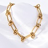 667 Stainless Steel(Grade 201 Equivalent) Paperclip Chain Bracelets for Women BJEW-P347-03G-2