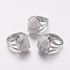Natural Howlite Wide Band Finger Rings X-RJEW-K224-A13-3