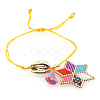 Adjustable Glass Seed Bead Braided Star Charm Bracelets HR8950-5