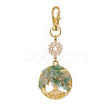 Natural Green Aventurine Chips Beads & Alloy Tree of Life Pendant Decorations HJEW-JM03129-04-2