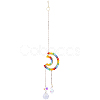 1Pc Colorful Glass Beaded Woven Net Suncatchers AJEW-CY0001-95B-1
