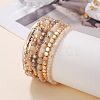 6Pcs 6 Styles Alloy Glass Rondelle Beaded Stretch Bracelets for Women FS-WG85505-02-1