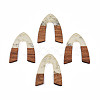 Transparent Resin & Walnut Wood Pendants RESI-N025-029-A02-2