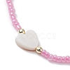 5Pcs 5 Colors Natural Shell Heart & Seed Braided Bead Bracelets Set BJEW-JB10039-02-4