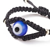 Lampwork Evil Eye Braided Bead Finger Ring RJEW-TA00045-6