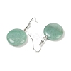 Natural Green Aventurine Flat Round Dangle Earrings EJEW-D188-03P-03-5