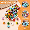 80Pcs 8 Colors Printed Natural Wood Beads WOOD-FW0001-09-4