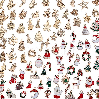100Pcs Christmas Alloy Enamel Charms JX156A-1