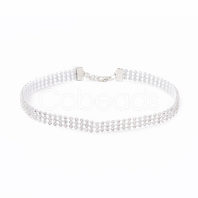 3 Row Crystal Rhinestone Choker Necklace NJEW-F289-04B-P-1