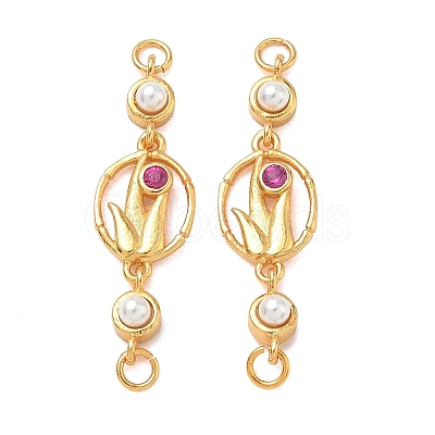 Brass Pave Cubic Zirconia Flower Links Connector Charms KK-D113-04G-02-1