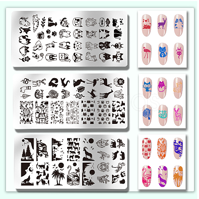 Stainless Steel DIY Nail Art Templates MRMJ-WH0092-096-1