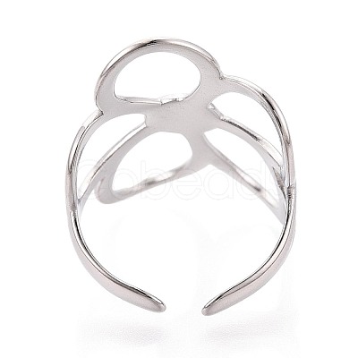 Adjustable 304 Stainless Steel Cuff Rings for Women RJEW-N052-22P-1