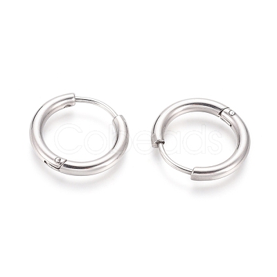 Tarnish Resistant 304 Stainless Steel Huggie Hoop Earrings EJEW-F111B-17mm-P-1