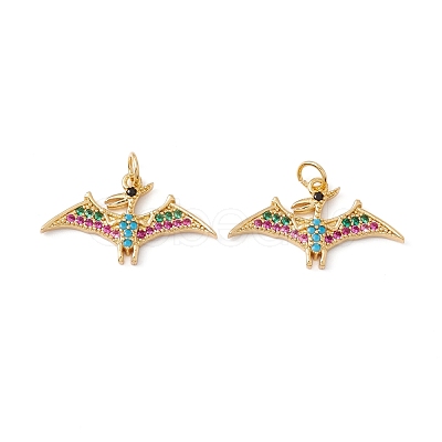 Rack Plating Brass Micro Pave Colorful Cubic Zirconia Pendants ZIRC-C040-48F-G-1