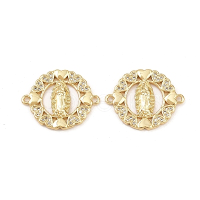 Brass Pave Cubic Zirconia Connector Charms KK-L251-21G-01-1