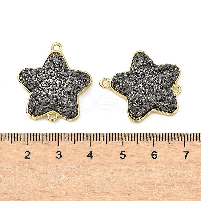 Brass with Druzy Resin Connector Charms KK-C158-05A-G-1