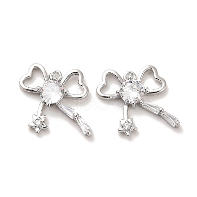 Brass Micro Pave Clear Cubic Zirconia Charms KK-C054-19P-1