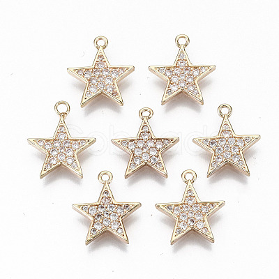Brass Micro Pave Cubic Zirconia Charms KK-S359-054-RS-1