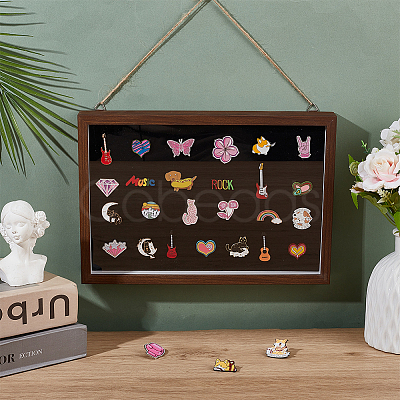 Wood Wall Mounted Badge Presentation Boxes ODIS-WH0331-15-1