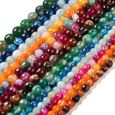 Natural Striped Agate/Banded Agate Beads Strands G-A246-6mm-15-1