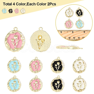 8Pcs 4 Colors Alloy Enamel Pandants ENAM-FS0002-22-1