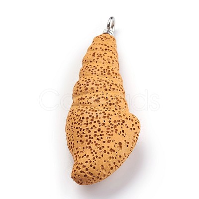 Synthetic Lava Rock Pendants G-P409-C05-1