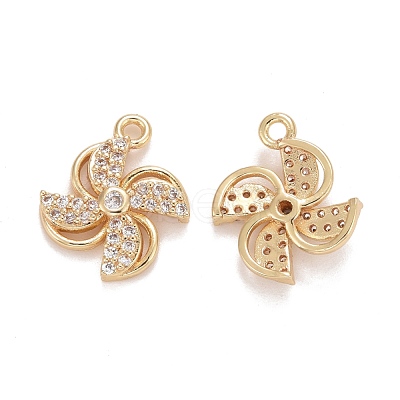 Rack Plating Brass Micro Pave Clear Cubic Zirconia Charms KK-E267-07LG-1