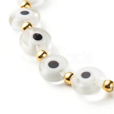 Handmade Evil Eye Lampwork Beads Stretch Bracelet BJEW-JB06864-01-1