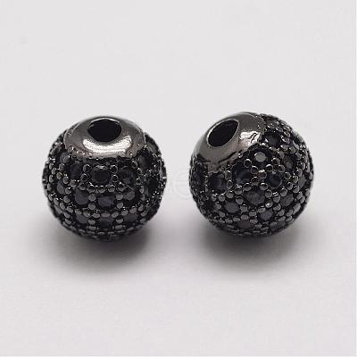 Brass Micro Pave Cubic Zirconia Beads ZIRC-E110-04B-1